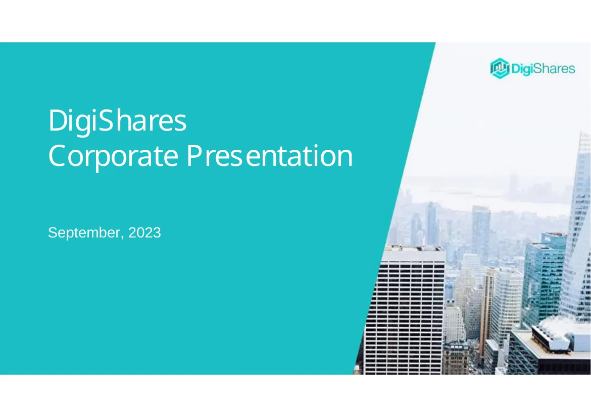 First page preview of DigiShares Corporate Presentation V3